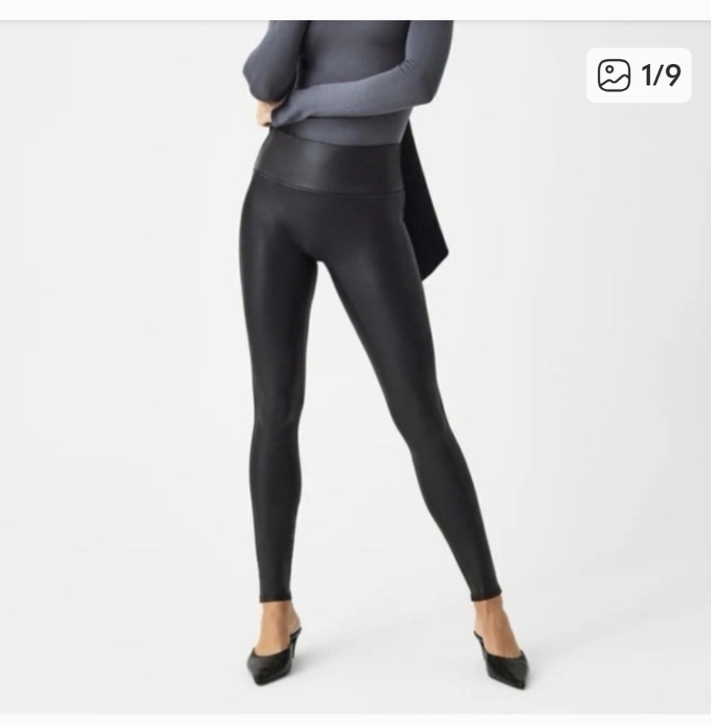 High-Waist Black Faux-Leather Leggings  SZ.MP NWT
